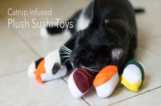 help kickstart foodiekats catnip infused sushi cat toys